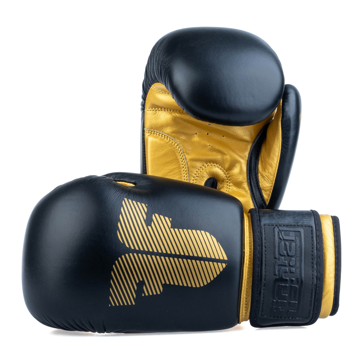 Fighter Boxhandschuhe Round – schwarz/gold, 1376-RNDXG