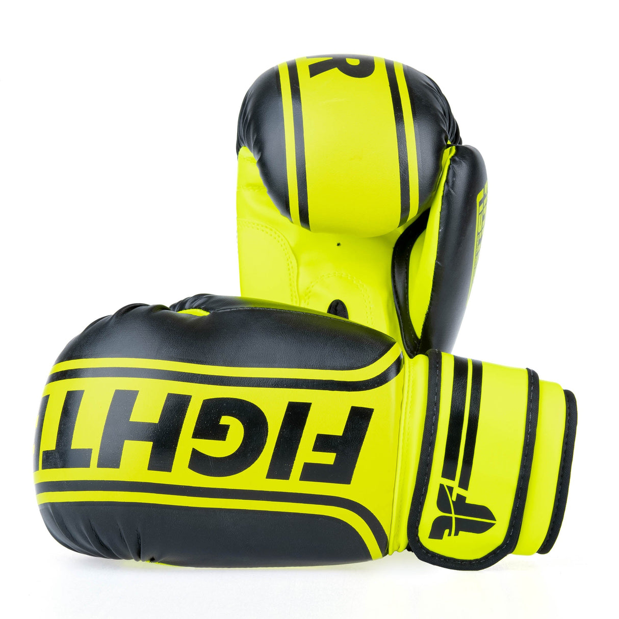 Fighter Boxhandschuhe Basic Stripe – neongelb/schwarz