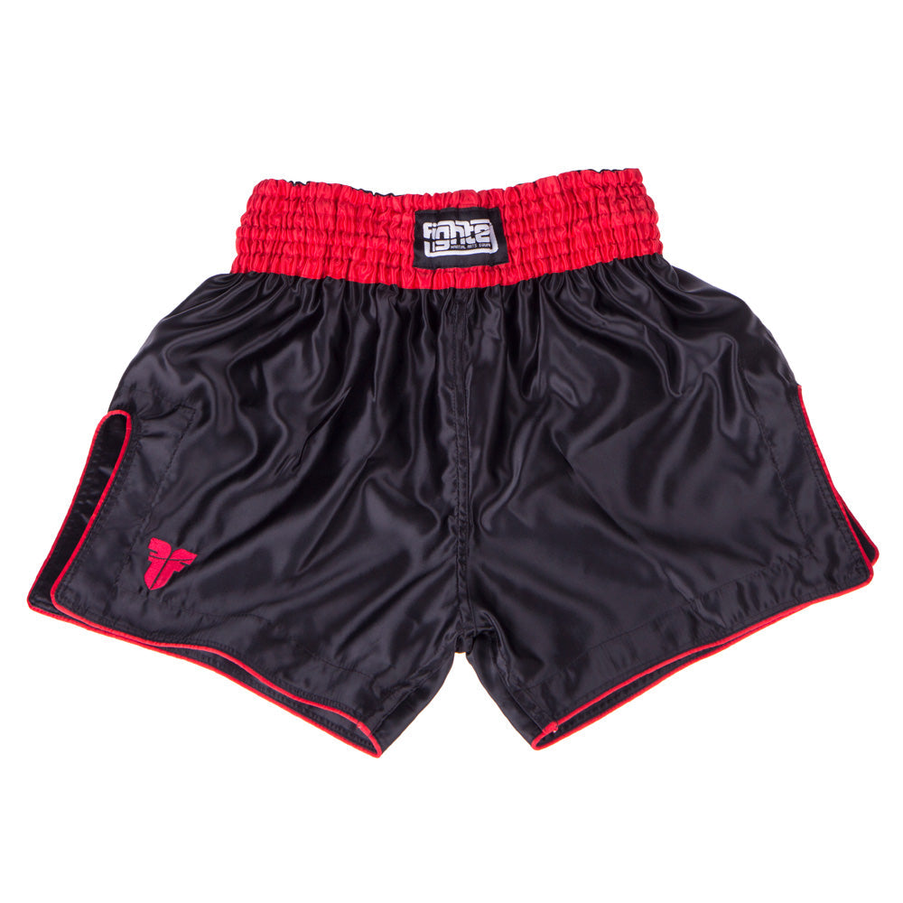 Fighter Thai Trunks Bangkok Plain – schwarz/rot, FP01