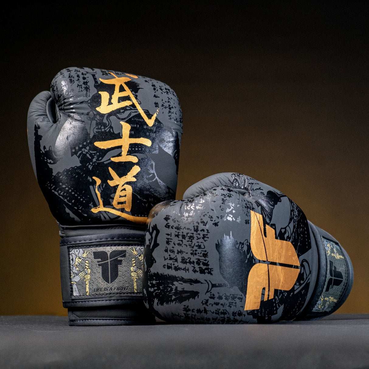 Fighter Samurai Boxhandschuhe – schwarz/gold, FBG-006-SBK