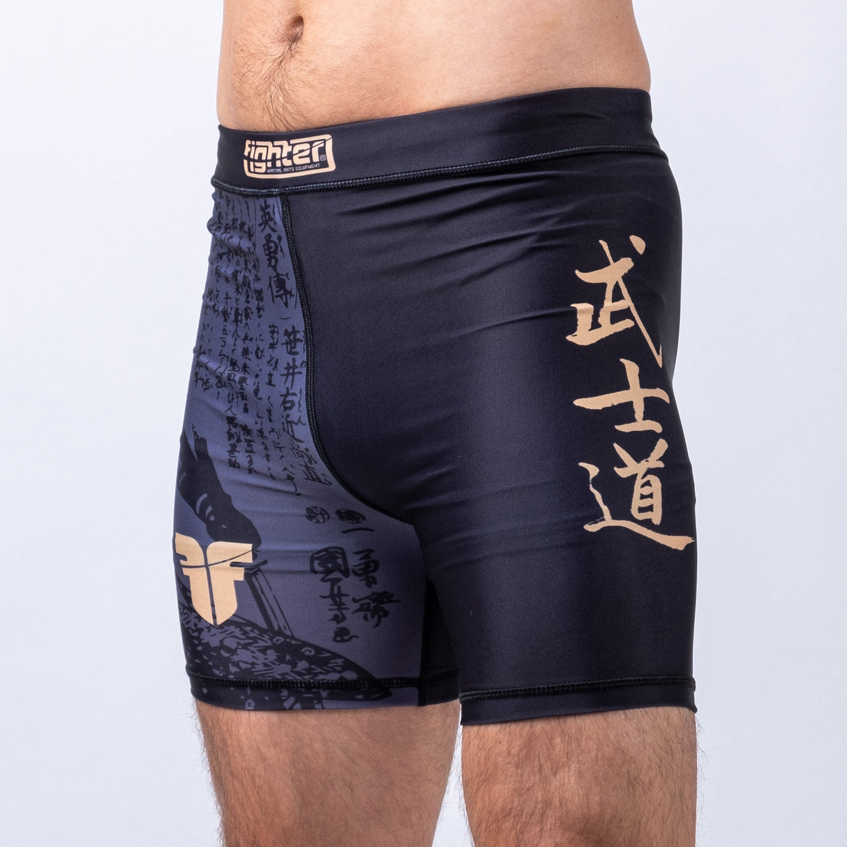 Fighter MMA Compression Shorts Samurai – schwarz/gold, FCSM-01-SAM