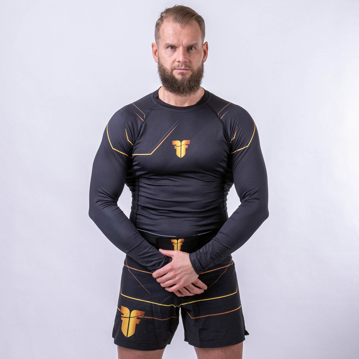 Fighter Rashguard Lines Gold – schwarz/gold, FRSG-LNG