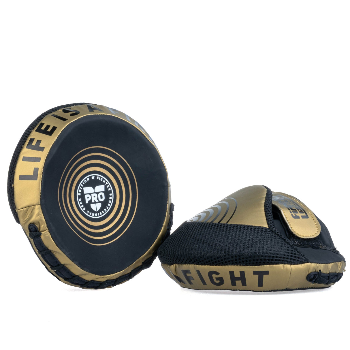 Fighter Round Shield Pro Small – schwarz/gold, FSMPR-001-BG