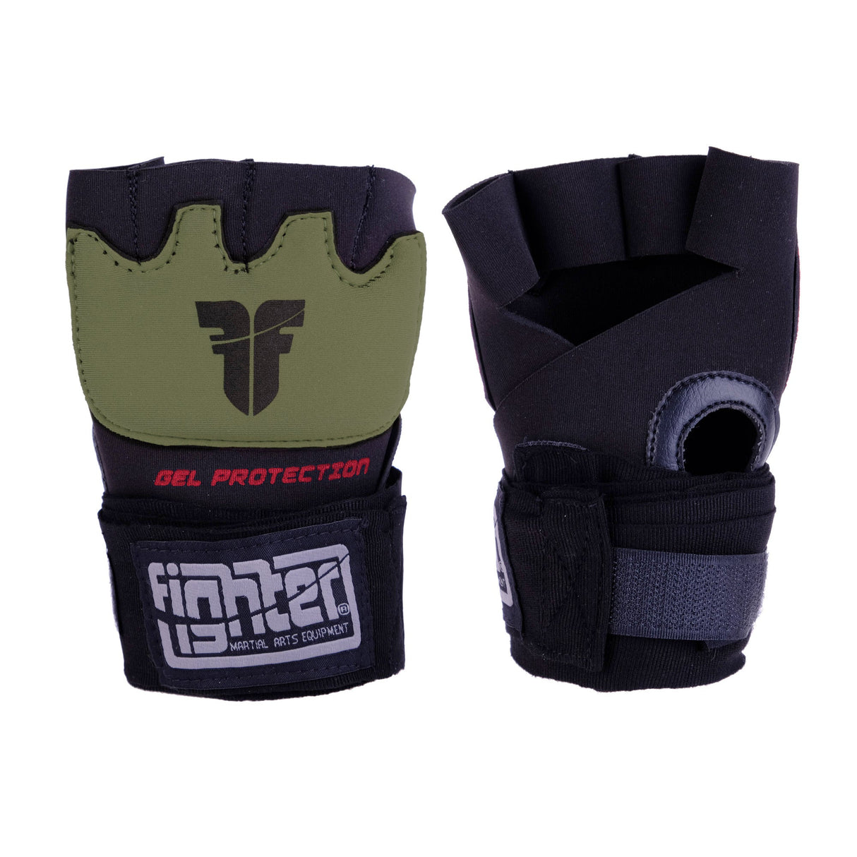 Fighter Strap Gel Hand-Wraps – schwarz/khaki, FGW-001BK