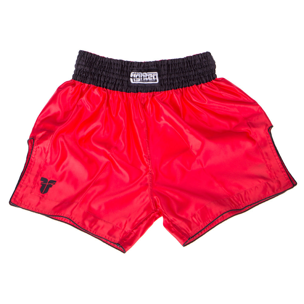 Fighter Thai-Shorts Bangkok Plain – rot/schwarz, FP02