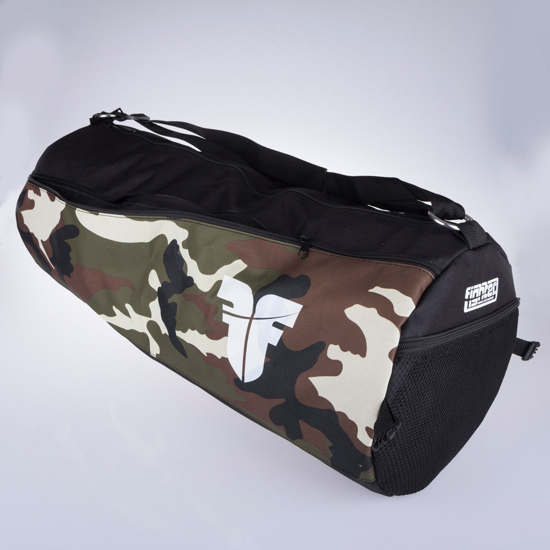 Fighter Roll-Sporttasche – schwarz/Camouflage, FSB-06
