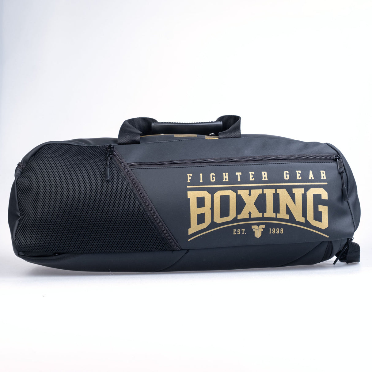 Fighter Sporttasche Boxen – schwarz/gold, Kunstleder