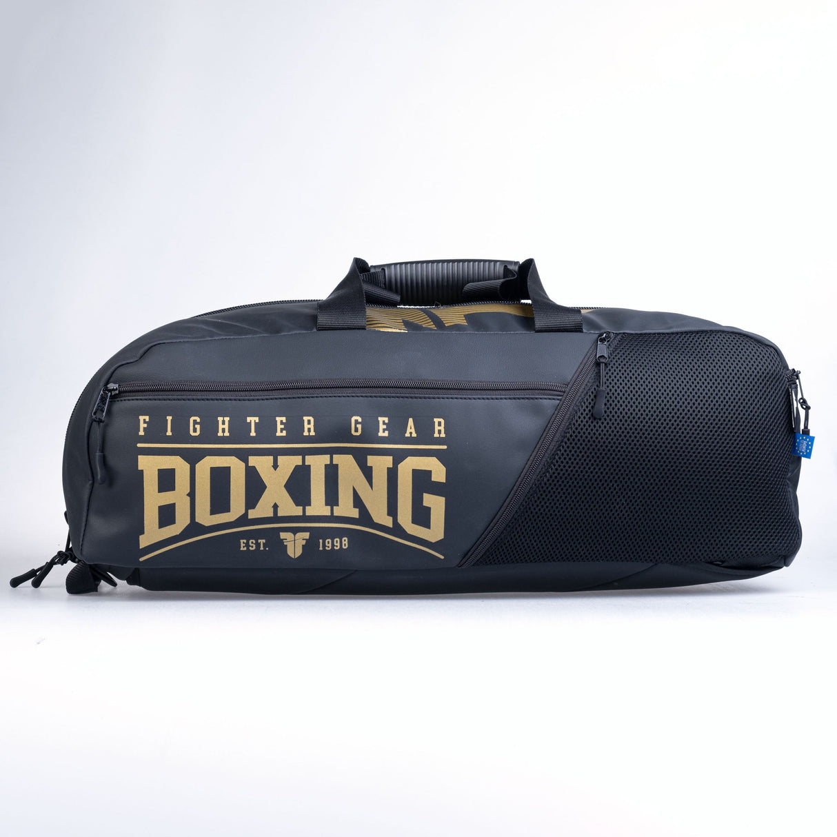 Fighter Sporttasche Boxen – schwarz/gold, Kunstleder