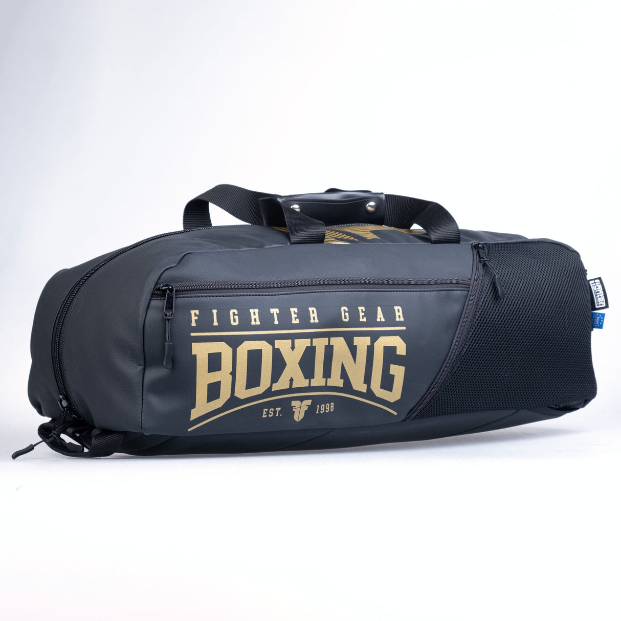 Fighter Sporttasche Boxen – schwarz/gold, Kunstleder
