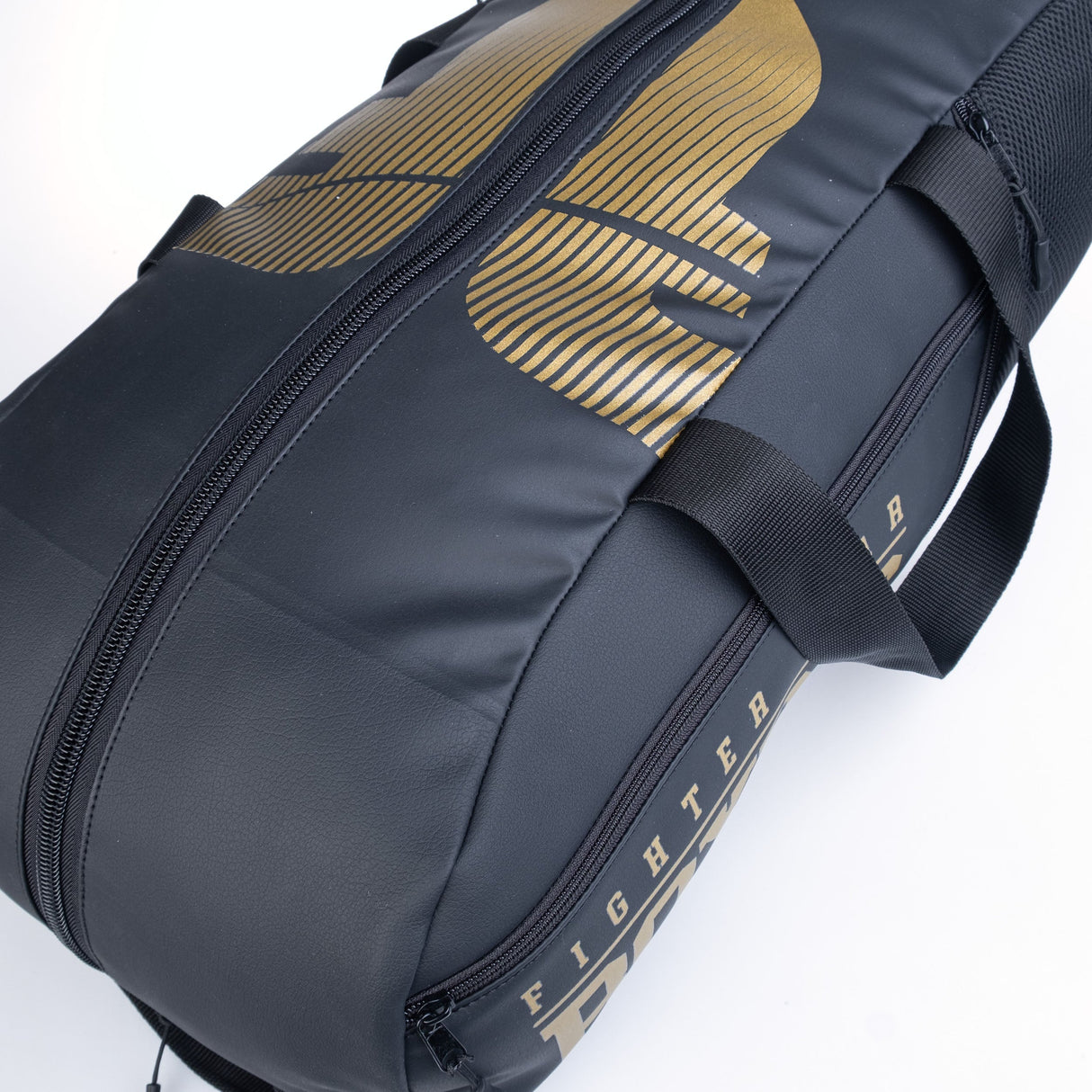 Fighter Sporttasche Boxen – schwarz/gold, Kunstleder