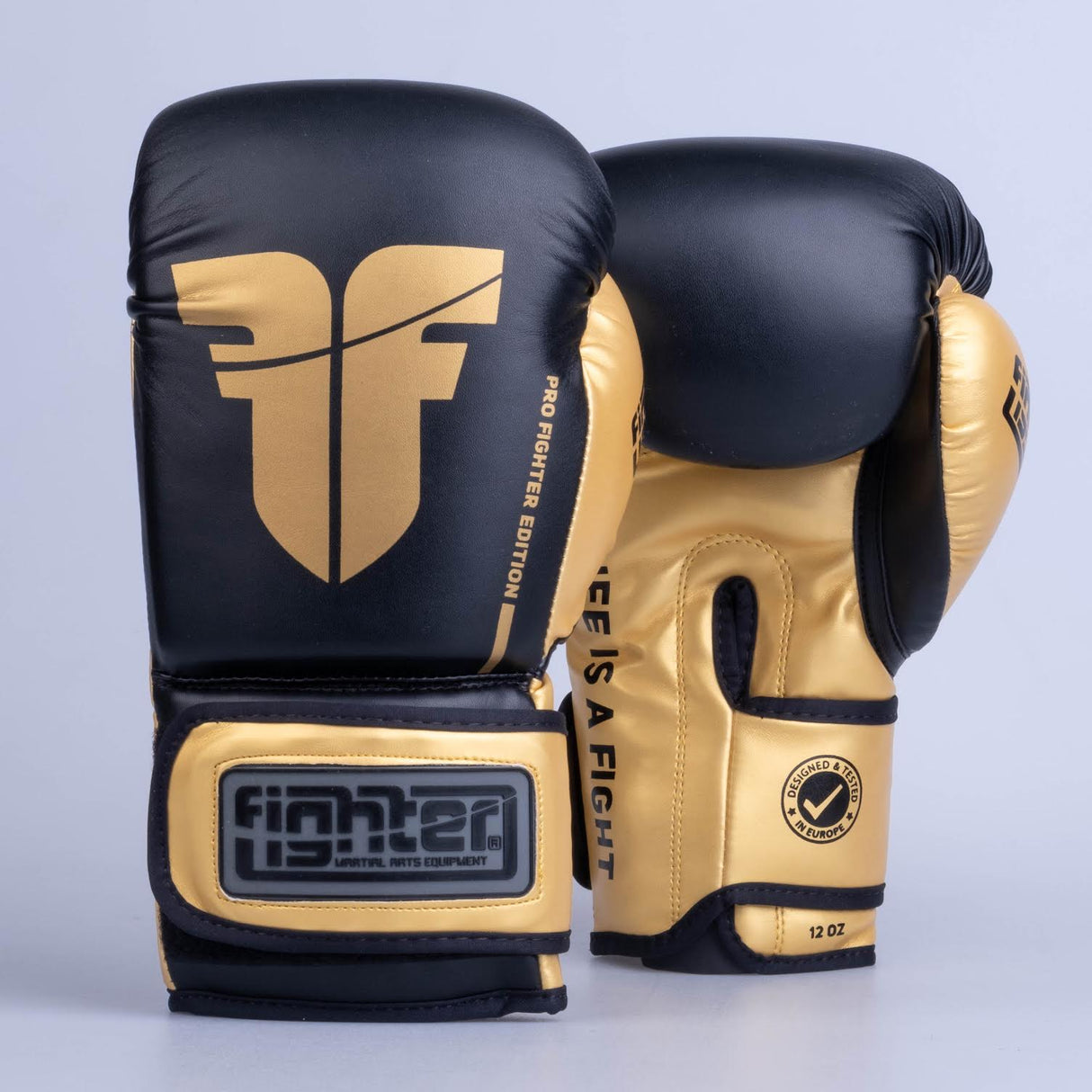 Fighter Boxhandschuhe Training PU – schwarz/gold, FBG-TRP-001