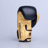 Fighter Boxhandschuhe Training PU – schwarz/gold, FBG-TRP-001