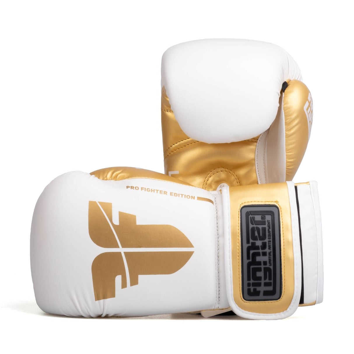 Fighter Boxhandschuhe Training PU – weiß/gold, FBG-TRP-002