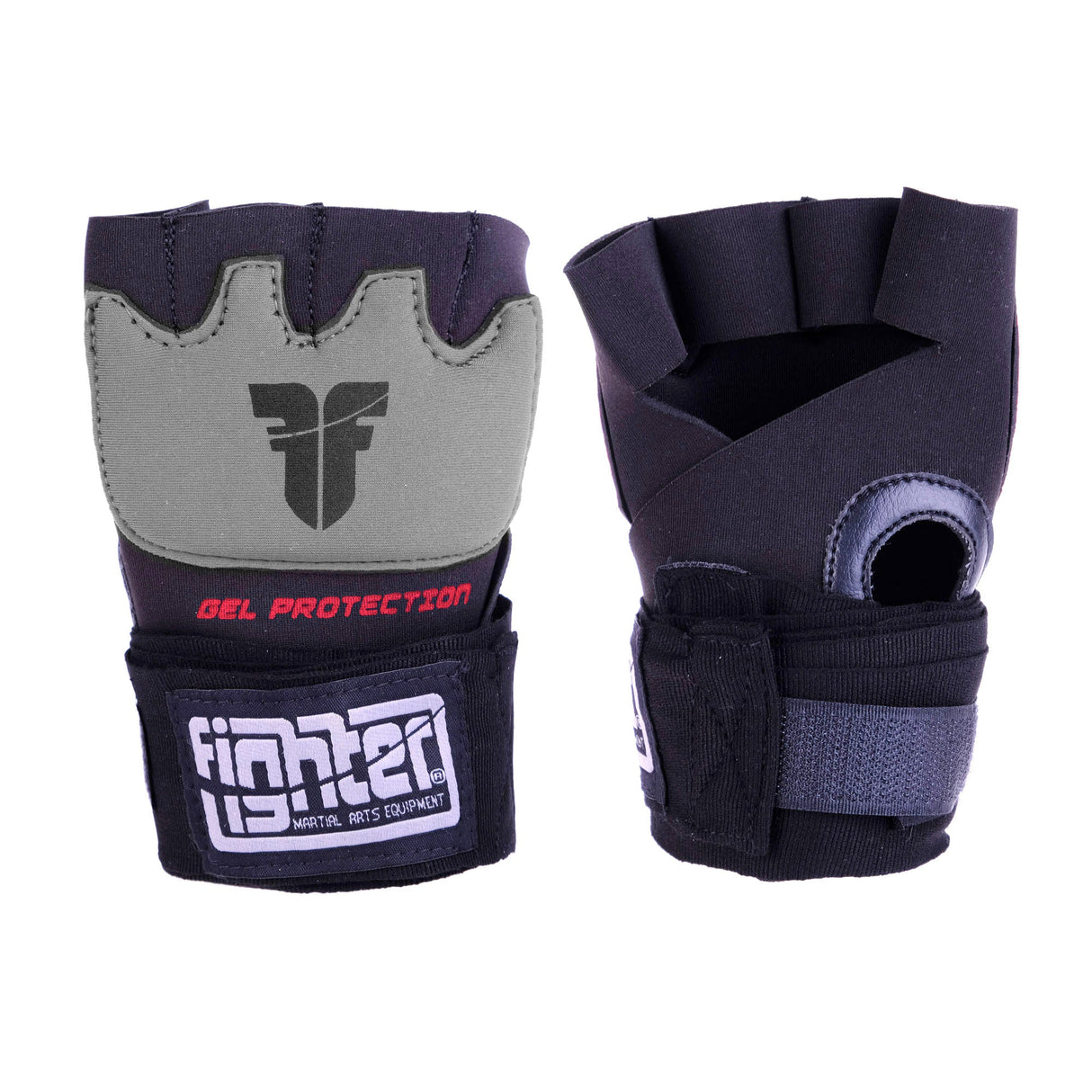 Fighter Strap Gel Hand-Wraps – schwarz/grau, FGW-001BG