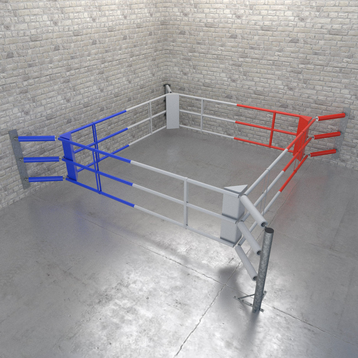 Bodenboxring Fighter Wall mit 3 Seilen, BRF-NF3W