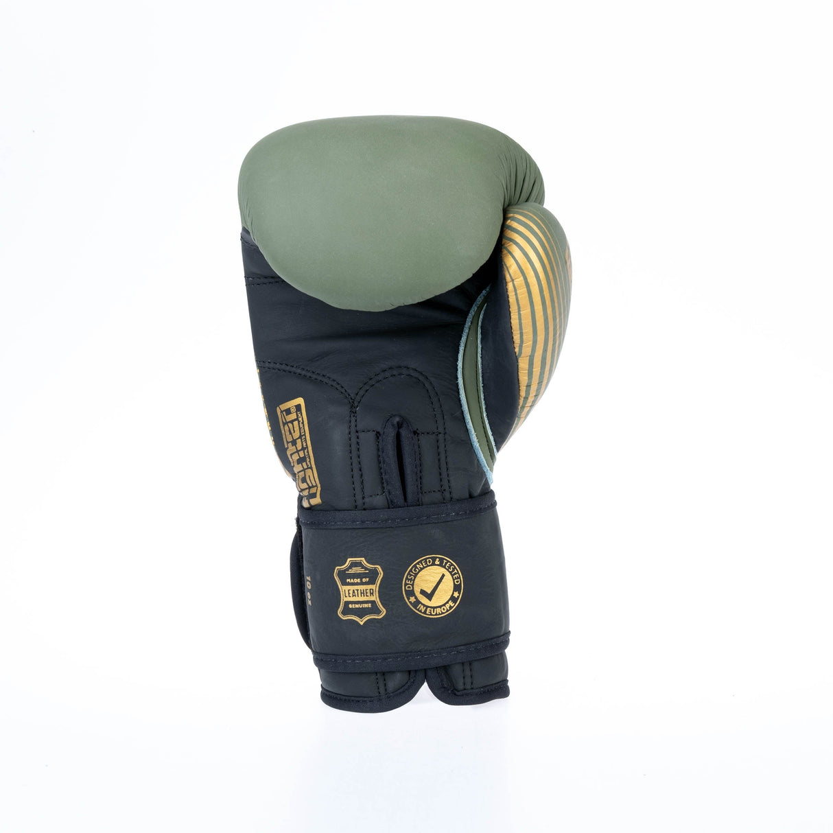 Fighter Boxhandschuhe SPLIT Stripes – Khaki/Gold