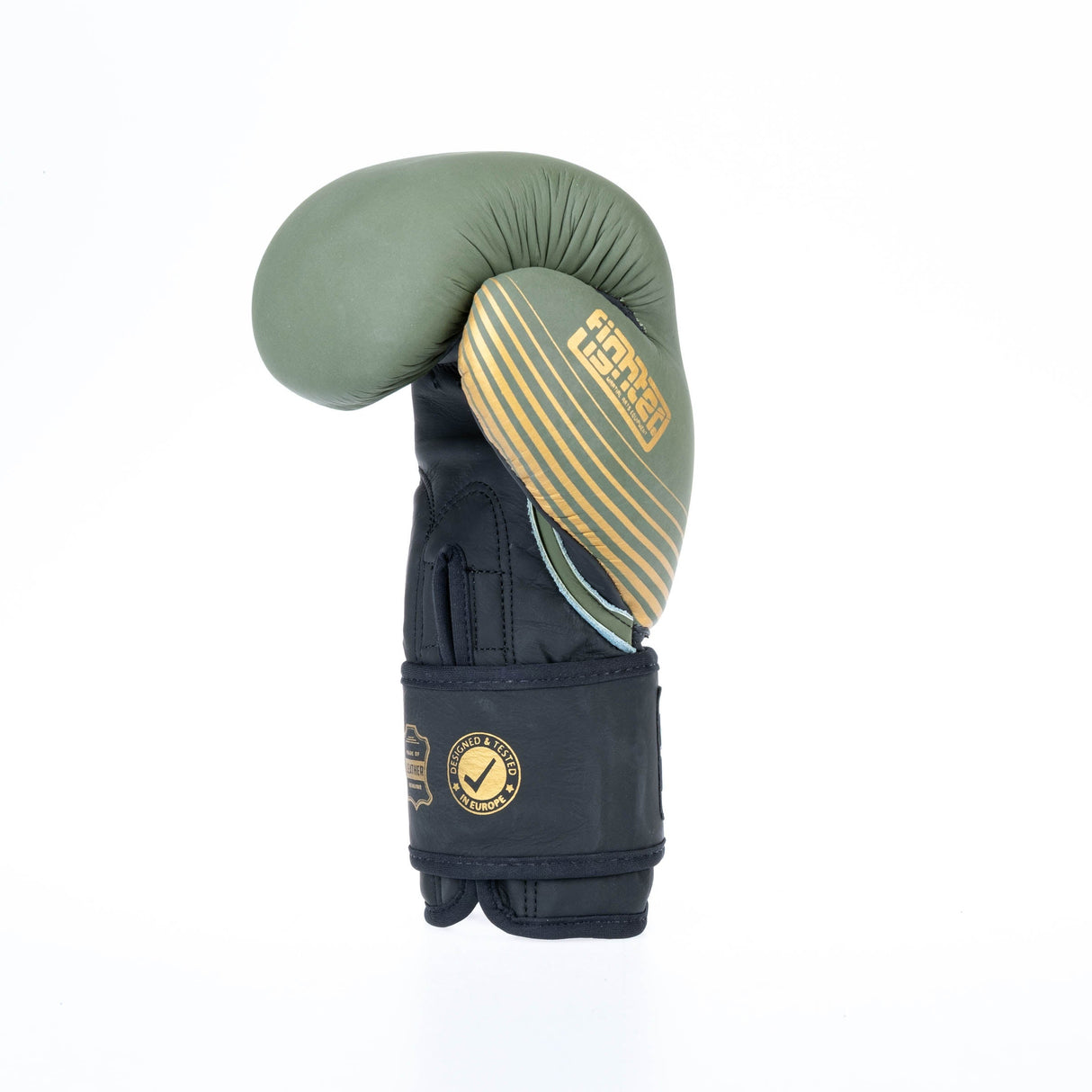 Fighter Boxhandschuhe SPLIT Stripes – Khaki/Gold