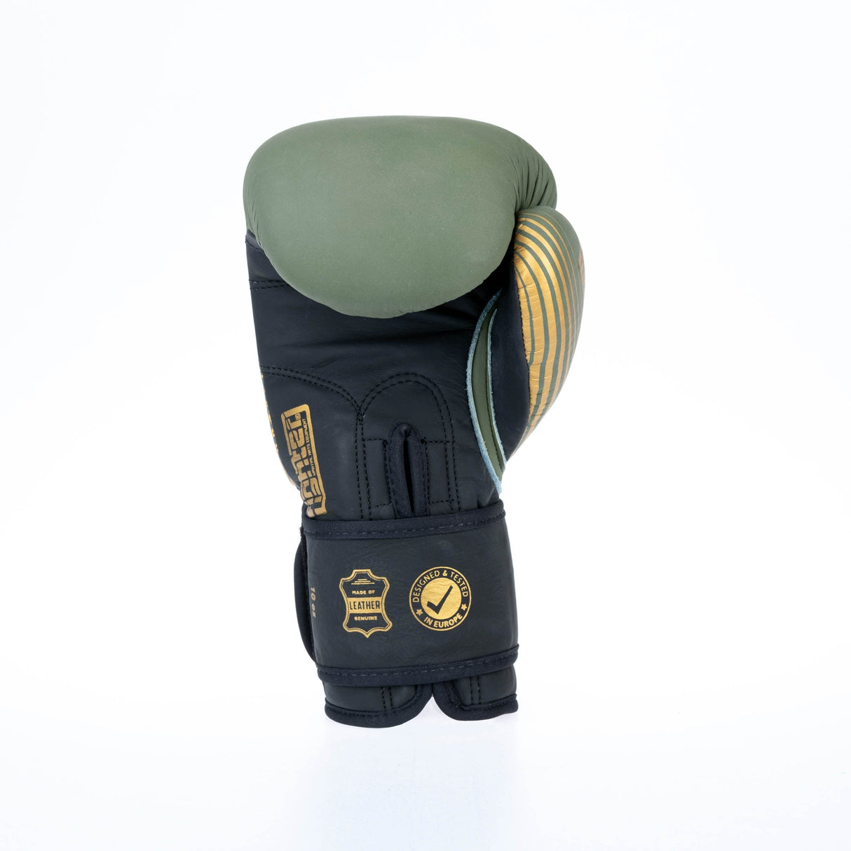 Fighter Boxhandschuhe SPLIT Stripes – Khaki/Gold