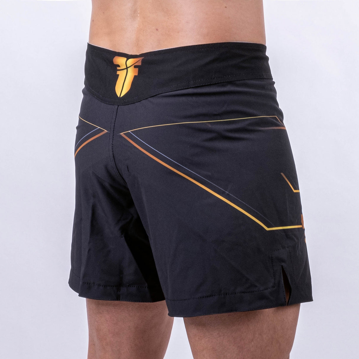 Fighter MMA Shorts Lines Gold – schwarz/gold, FMMAS-LN-0212