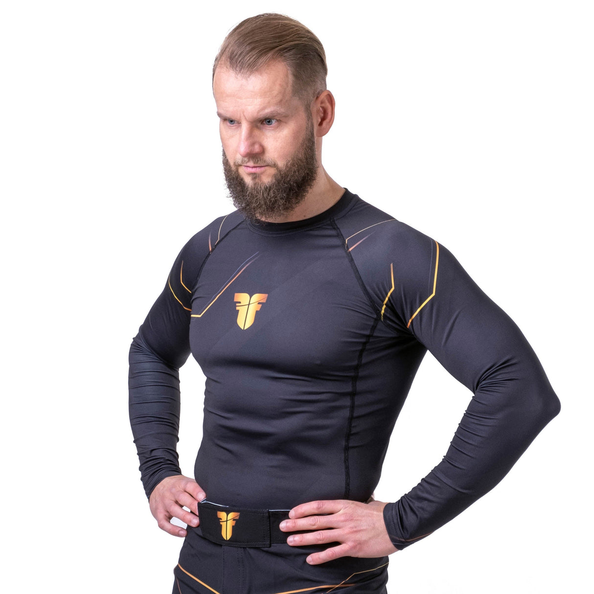 Fighter Rashguard Lines Gold – schwarz/gold, FRSG-LNG
