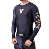 Fighter Rashguard Samurai mit langen Ärmeln – schwarz/gold, FRSG-SAM-01-LS