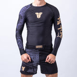 Fighter Rashguard Samurai mit langen Ärmeln – schwarz/gold, FRSG-SAM-01-LS
