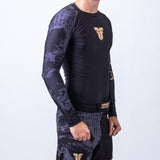 Fighter Rashguard Samurai mit langen Ärmeln – schwarz/gold, FRSG-SAM-01-LS