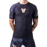 Fighter Rashguard Samurai mit kurzen Ärmeln – schwarz/gold, FRSG-SAM-01-SS