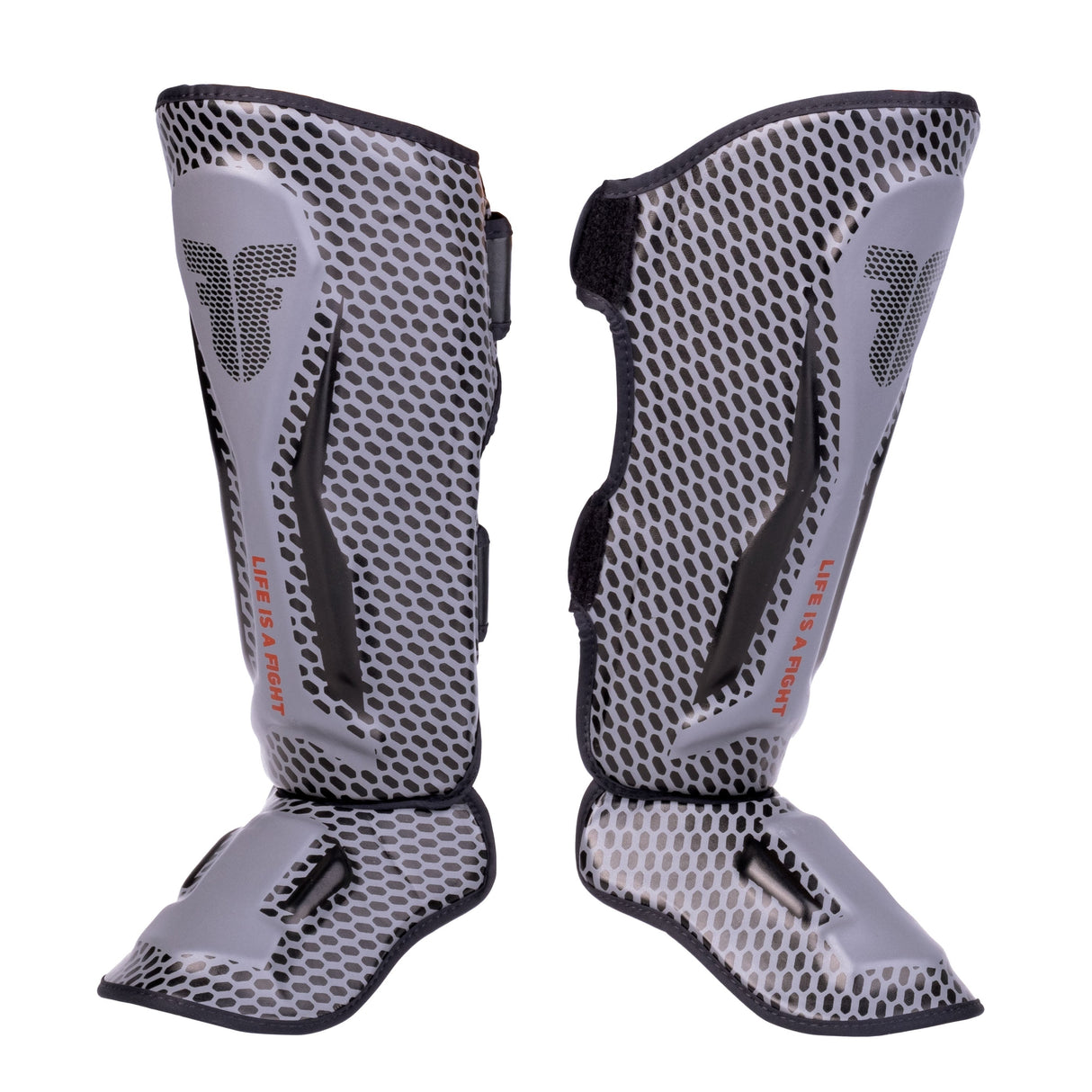 Fighter Schienbeinschoner Thai Ergo – grau/schwarz/rot, FSG-004ND3