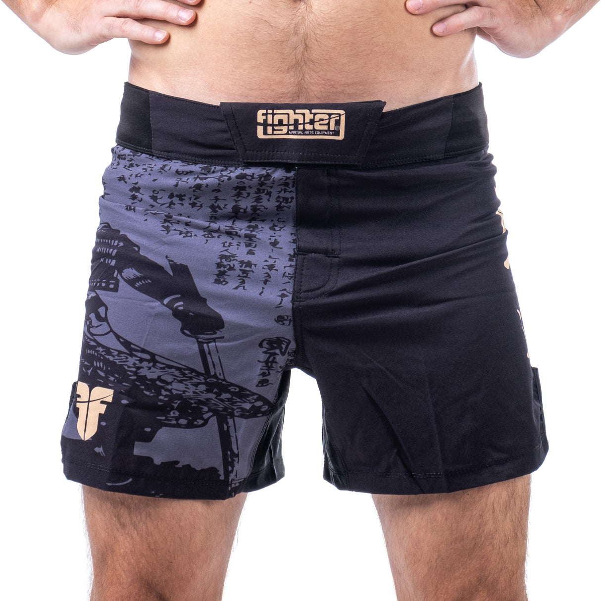 Fighter MMA Shorts Samurai – schwarz/gold, FSHM-SAM-01